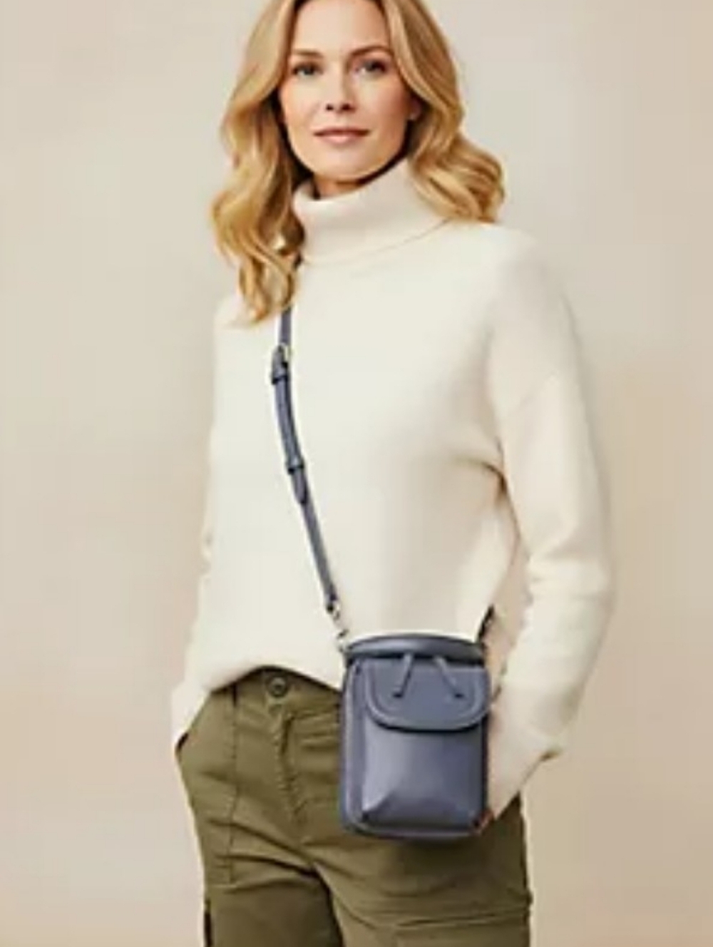 Silver American Leather Co. Tribeca Leather Crossbody w/ Top Handle Gently Used - Picture 6 of 9